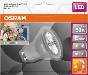 LEDVANCE Żarówka LED STAR+ PAR16 50 Relax&Active 5W odpowiednik 50W 350lm 36° 2700K/4000K GU10 1 klik=2700K 2 klik=4000K