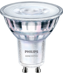 PHILIPS Żarówka LED SceneSwitch 50W GU10, 3 kliknięcia=3 barwy=3 moce 2200K-100lm /2500-215lm / 2700K-346lm bez ściemniacza