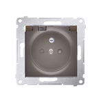 SIMON 54 Gniazdo wtyczkowe pojedyncze do wersji IP44 - bez uszczelki - klapka transparentna do ramek Nature do ramek Premium (moduł) 16A 250V, zaciski śrubowe, brąz mat, metalizowany DGZ1BUZ.01/46A