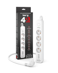 Kerg Listwa Zasilająca Przeciwprzepięciowa z wyłącznikiem, 4 gniazda z uziemieniem 3xUSB-A 5m 3×1,5mm² 16A/250V~ M02415