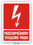 Naklejka TPP 2/A 74x105 S (E436) "Przeciwpożarowy wyłącznik prądu" (EN436)