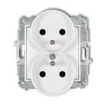 MINI Mechanizm gniazda podwójnego do ramki 2x(2P+Z) ( z przesłoną torów) MGPR-2ZP