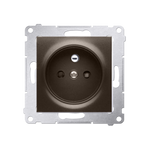 SIMON 54 Gniazdo wtyczkowe pojedyncze z uziemieniem z przesłonami torów prądowych do ramek Nature do ramek Premium (moduł) 16A 250V, zaciski śrubowe, brąz mat, metalizowany