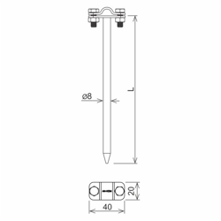 AN-KOM Uchwyt wbijany na drut  Z-śruba fi 8  L=16cm,B-25mm /AN-33/