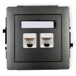 DECO Mechanizm gniazda komputerowego podwójnego 2x RJ45 cat.6e grafitowy  11DGK-6