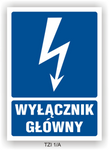 Naklejka TZI 1/A 74x105 S (E006) "Wyłącznik główny" EN006