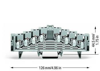 Złączka listwowa 4-piętrowa 1,5 mm²  krosowa ; bez zatrzasków; jeden potencjał na każdy poziom; na szynę 35 x 7,5; szara 727-220