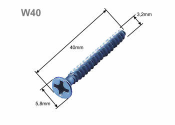 SIMET Wkręt osprzętowy do puszek elektroinstalacyjnych długość 40mm W40  37086400