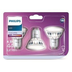 PHILIPS Żarówka LED CorePro LEDspotMV CLA 4,5W/840 odpowiednik 50W 440lm 4000K neutralna biała GU10 szklana 120° 3 sztuki