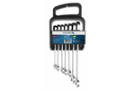 Hogert Zestaw kluczy płasko-oczkowych, z grzechotką 10-19mm, z stali CrV 6140  HT1R397