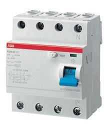 ABB Wyłącznik różnicowo-prądowy serii STANDARD F204-AC-25/0,03 typ AC, I=25A, In=30mA, 4-polowy 2CSF204001R1250