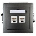 DECO Mechanizm gniazda komputerowego podwójnego 2x RJ45 cat.5e grafitowy  11DGK-2