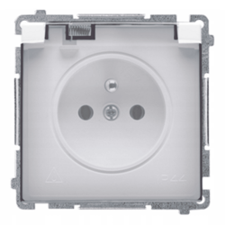 BASIC Gniazdo pojedyńcze z uziemieniem bryzgoszczelne IP44 (moduł) 16A 250V zacisk śrubowy białe pokrywa transparentna BMGZ1B.01/11A