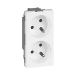 SIMON 500 Gniazdo podwójne SIMON 500 z bolcem uziemiającym 16A 250V szybkozłącza/zaciski śrubowe 100×50mm czysta biel
