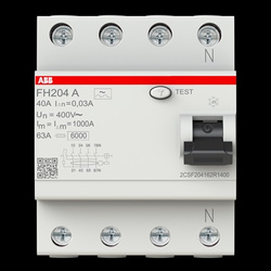 ABB Wyłącznik różnicowo-prądowy FH204-A-40/0,03; 4-polowy; typ A; I=40A; In= 30mA