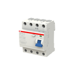 ABB Wyłącznik różnicowo-prądowy serii STANDARD F204-AC-80/0,3; 4-polowy; typ AC; I=80A; In= 300mA   2CSF204001R3800