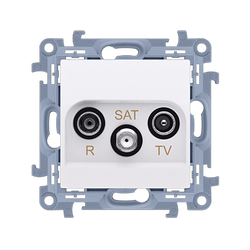 Gniazdo antenowe R-TV-SAT końcowe / zakończeniowe do gniazda przelotowego (moduł). 1x wejście: 5 MHz-2,4 GHz; biały
