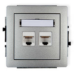DECO Mechanizm gniazda komputerowego podwójnego 2x RJ45 cat.5e srebrny metalik  7DGK-2