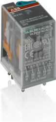 ABB Przekaźnik interfejsowy CR-M110AC4L; Styki: 4NO - normalnie otwarte (SPDT) 250V/6A; Napięcie cewki A1-A2: 110V AC; wskaźnik LED; 1SVR405613R7100