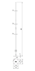 AN-KOM Maszt odgromowy pojedynczy H=3000mm; AN-80FS/OG