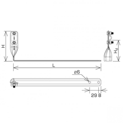 AN-KOM Uchwyt dach.skręcony  Z-śruba  L=42cm, H=10 cm /AN-29A/OG/