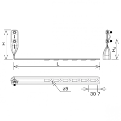 AN-KOM Uchwyt dachówkowy skręcany regulowany Z-śruba  L=42cm, H=10 cm AN-29KL/OG