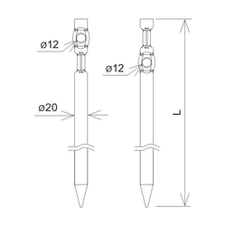 AN-KOM Uchwyt do naciągu wbjany podwójny L=40cm,kuty,gładki AN-31D/OG/