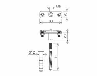 AN-KOM Uchwyt na drut-bednarke M12, L=12cm, B=40mm  /AN-57B/