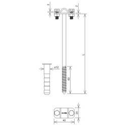 AN-KOM Uchwyt z kołkiem rozporowym Z-śruba M12 L=30cm B-25 mm AN-45/OG/