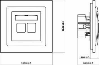 DECO Mechanizm gniazda antenowego pojedynczego SAT+ gniazdo komputerowe pojedyncze 1xRJ45 cat.5e  biały  DGFK-1