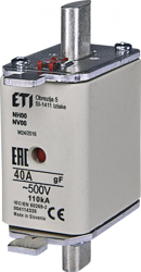 ETI Wkładka topikowa przemysłowa szybka  NH00/WT-00 gF 40A/500V