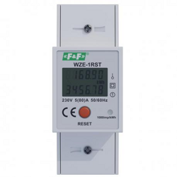 F&F Wskaźnik energii elektrycznej z możliwością resetowania wskazania, 1-fazowy z wyświetlaczem LCD WZE-1-RST
