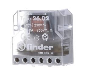 FINDER Przekaźnik impulsowy „krokowy” 2 Zwierne 10A 250V, cewka 230V AC, montaż w puszkach instalacyjnych lub obudowach 26.02.8.230.0000