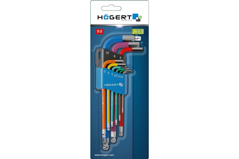 Hogert Klucze sześciokątne, długie, kolorowe, zestaw 9 szt.  HT1W806