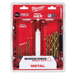 Milwaukee Zestaw wierteł SHOCKWAVE HSS-G TIN RED HEX w plastikowej kasecie (10 sztuk)