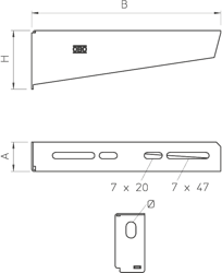 OBO Wspornik ścienno-wieszakowy MWA 12 11S FS, długość: 110mm, obciążalność: 1,2kN (122,37 Kg); 6424716