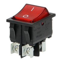 ORNO Łącznik kołyskowy podświetlany, przycisk czerwony, czarna obudowa OR-AE-13179/R/B