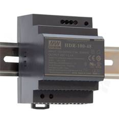 Zasilacz stałonapięciowy Mean Well HDR-100-12 na szynę DIN, Uwe: regulowane przełącznikiem, Uwy: 12V,moc 100W